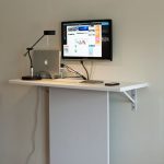 shelf as standing desk in mininalist style computer flat-screen