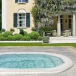 round  extra large built-in tub for outdoor cozy relaxing seating for outdoor pool big and luxurious private home beautiful outdoor park