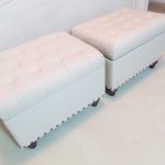 twin Ottoman storages in white