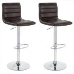 armless bar stool design with crumble black leather bolster for seating upon stainless pole with footrest and metal base