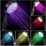 beautiful lighting head showers in various colors that indicate different water temperature
