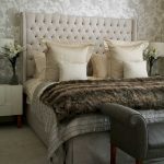 comfy grey headboard for luxurious king bed grey settee furniture with hands feature soft fury bed cover