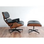 mid century modern office chair with additional backless chair  with black leather seat covers