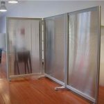 semi glass Ikea room partition in three panels and wheels