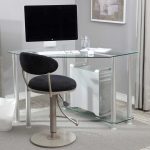 stunning acrylic corner small desk from ikea design with cone style and white cpu and black chair with round base