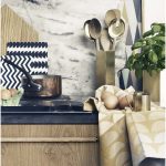 adorable ferm living usa kitchen design with modern chevron patterned kitchen tool and unique spoon with brown place and ethnic look sacks