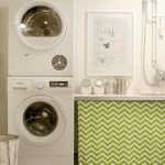 endearing green cabinet cover with chevron pattern beneath large white backsplash aside combo small washer dryer design in small laundry room
