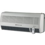 bajaj home wall mount space heater in white and silver sheme and also remote