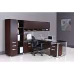 beautiful sleek stylish wooden filing cabinets modern office room decoration abstract wall painting black comfortable office chair
