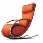 orange high end recliners with modern design with steel frame plus rocking style with super comfy back and arm