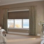 roller shades with motives drapery blackout blinds for bedroom soft brown floor white long table decorative flower small soft sofa flower wall painting