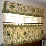 traditional and lovelt half window curtains with green accent and leaves and polca accent