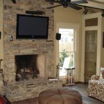 tv fireplace stone chair