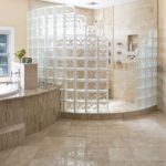 unique block glass enclosed showers modern luxurious huge bathroom huge granite bathub decorative flower granite bathroom countertop