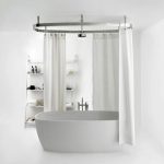 Larger metal shower curtain rod white shower curtain small bathtub idea leaning ladder shelves idea for storing bathing supplies