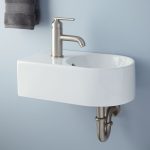 Small wall mounted sink idea with brushed iron faucet