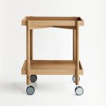 Smaller and simpler wood bar cart model with simple and modern wheels