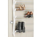 Whitmor-36-Pair-Over-The-Door-Shoe-Rack-in-White-with-white-resin-frame-and- nonslip-coated-steel-bars-with-metal-for-frame-and-surface-material