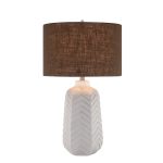 3 way table lamps with brown drum shade and white base and beautiful lamppost