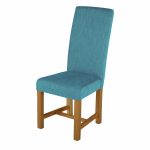 Dining Room Chair With Solid Oak Blue Upholstered Design