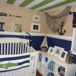 Fascinating Nautical Bedroom Furniture Nautical Themed For Baby With Bold Two Tone Wall Painting Ideas And Modern White Crib Pic