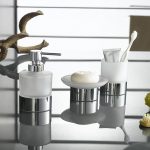 White And Metal Grey Of Bath Accessories Sets