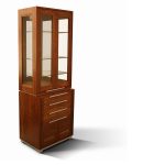 tiny tall china cabinet with glass doors on top and drawer beneath for storage ideas