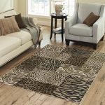Awesome Cheetah Print Rugs In Living Room With White Sectional Sofa And Chair