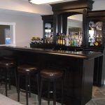 gorgeous black classic home bar ikea design with leather stools and wine storage and wooden table