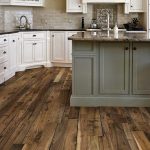 hardwood floor vs laminate  for rustic kirchen ideas together with subway tile backsplash and white kitchen cabinets and marble countertops