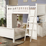 nice-twin-loft-bed-with-desk-and-storage-use-ladder-all-in-white-with-two-beds-and-grey-rug-on-the-wooden-floor