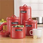 red-kitchen-canister-made-of-ceramic-and-can-shaped-for-fashinable-style-features-chalkboard-labels-set-of-four-also-fit-for-modern-kitchen