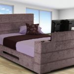 Best Beds With Built In TV With Light Purple Mattress And Purple Pillow
