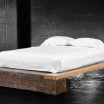 Chic rustic wood platform bed idea with low headboard
