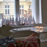 Paper made mini Christmas trees for windows