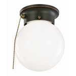 White Round Lamp With Pull String Light Fixtures Design