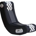 Black Gaming Chair For Adults With White Squared Pattern Design