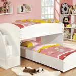 Contemporary White Toddler Bunk Beds With Stairs And Dolls Shelves