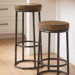 Double Vintage Metal Bar Stools With Wooden Top