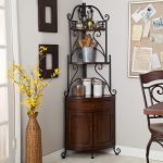 Metal And Wood Backer Rack In Grey Wall of Room With Frames Chair  And Vase Inside