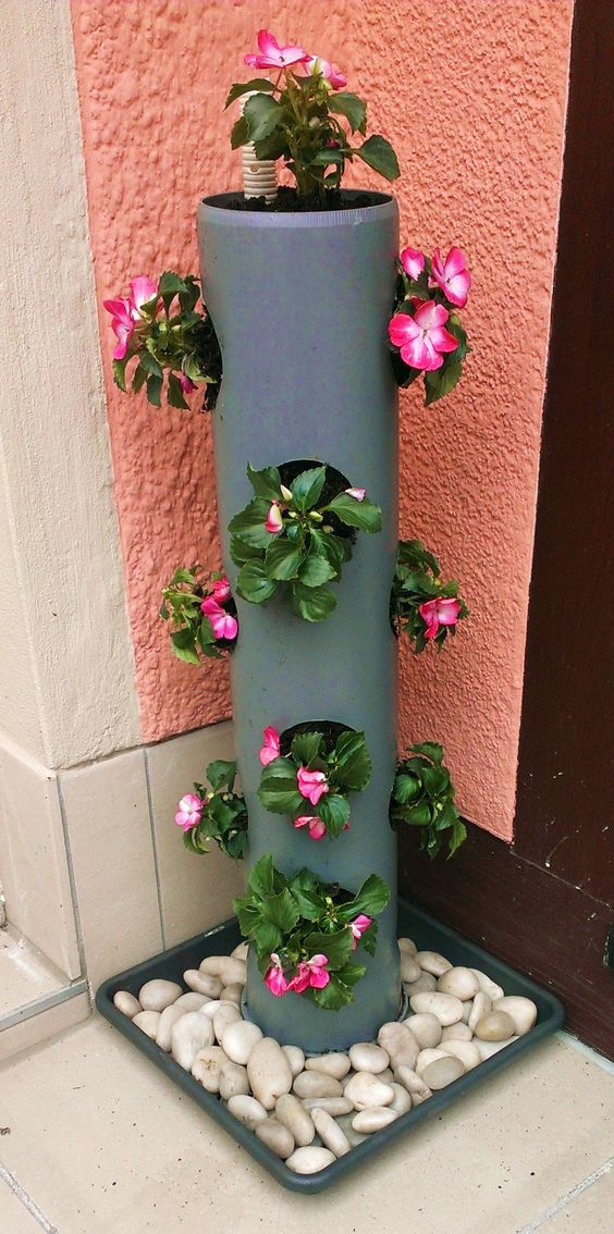 PVC Pipe planters for decorative flowers