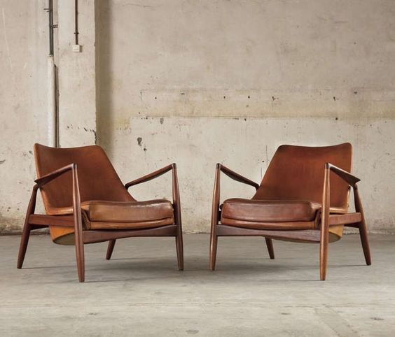 low profile armchairs in midcentury modern style
